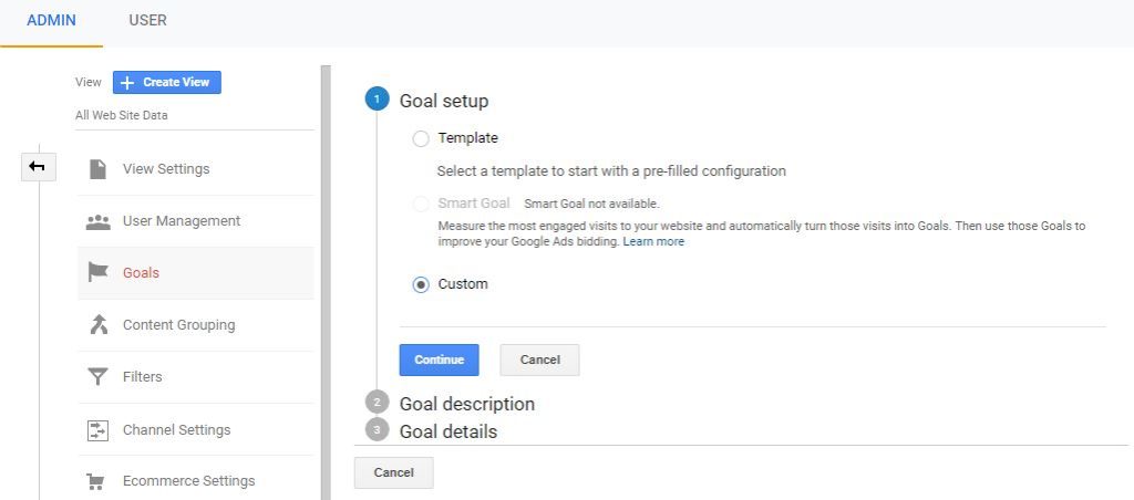 GOOGLE ANALYTICS GOALS CUSTOM