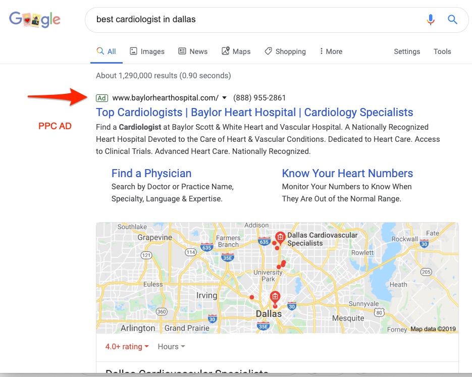 search engine advertising and ppc for hospitals